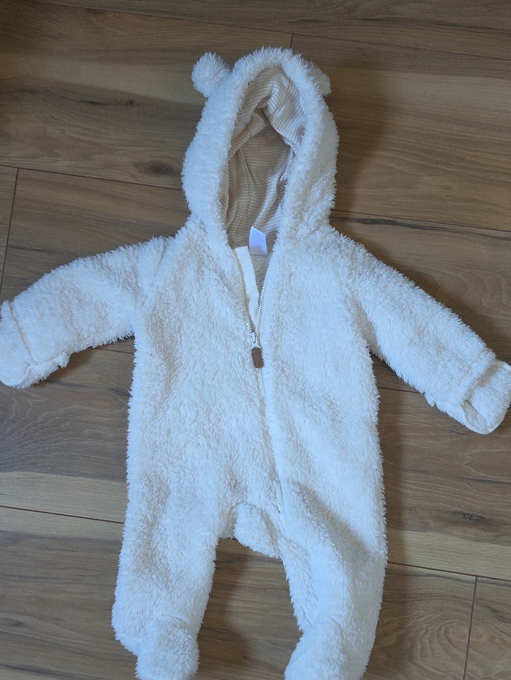 Carter's Cream Fuzzy Hooded Baby One-Piece with Ears